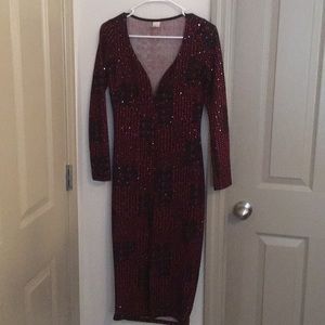 Studded black and red holiday dress
